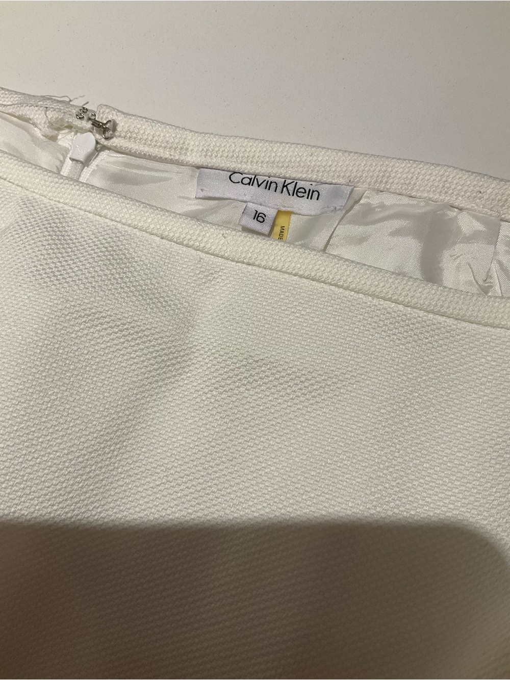Calvin Klein Cream-White Textured Pencil Skirt